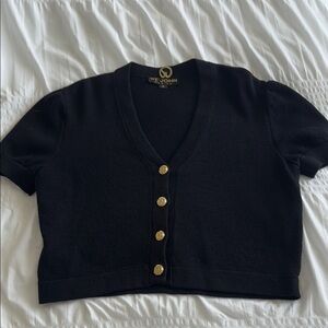 St. John vintage Black Blouse with Gold Buttons
